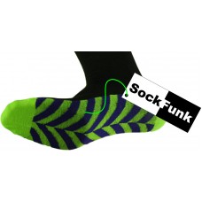 Bright Stripey Sole Socks - Green with Blue Stripes